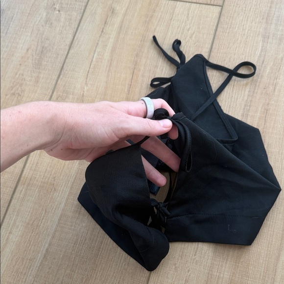 Topshop tie side Black Women's Top size 4 - Picture 2 of 3